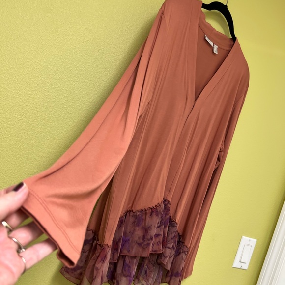 LOGO by Lori Goldstein Terracotta and Violet Layered Blouse - Picture 2 of 10